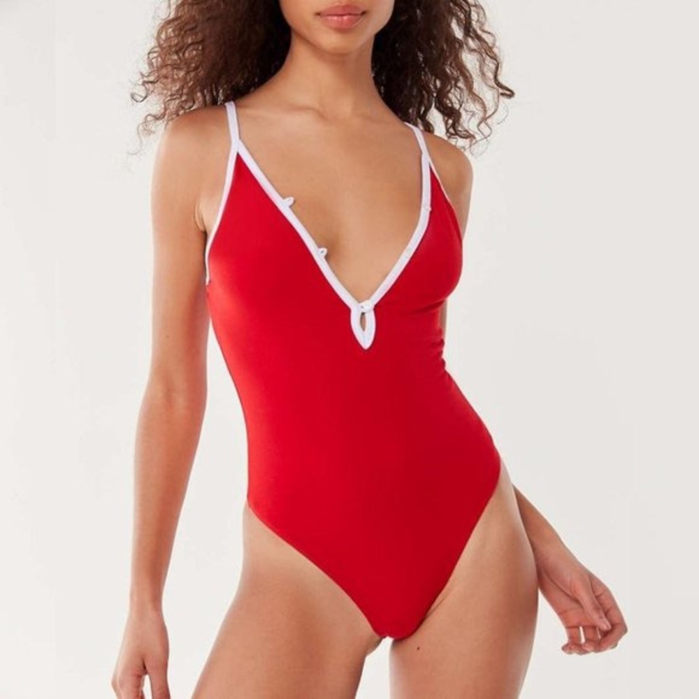 UO Out From Under Ryan Henley Red Bodysuit
